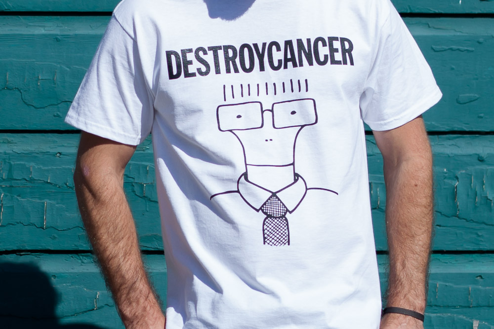 Destroy Cancer - Milo Goes to a Non-profit shirt detail
